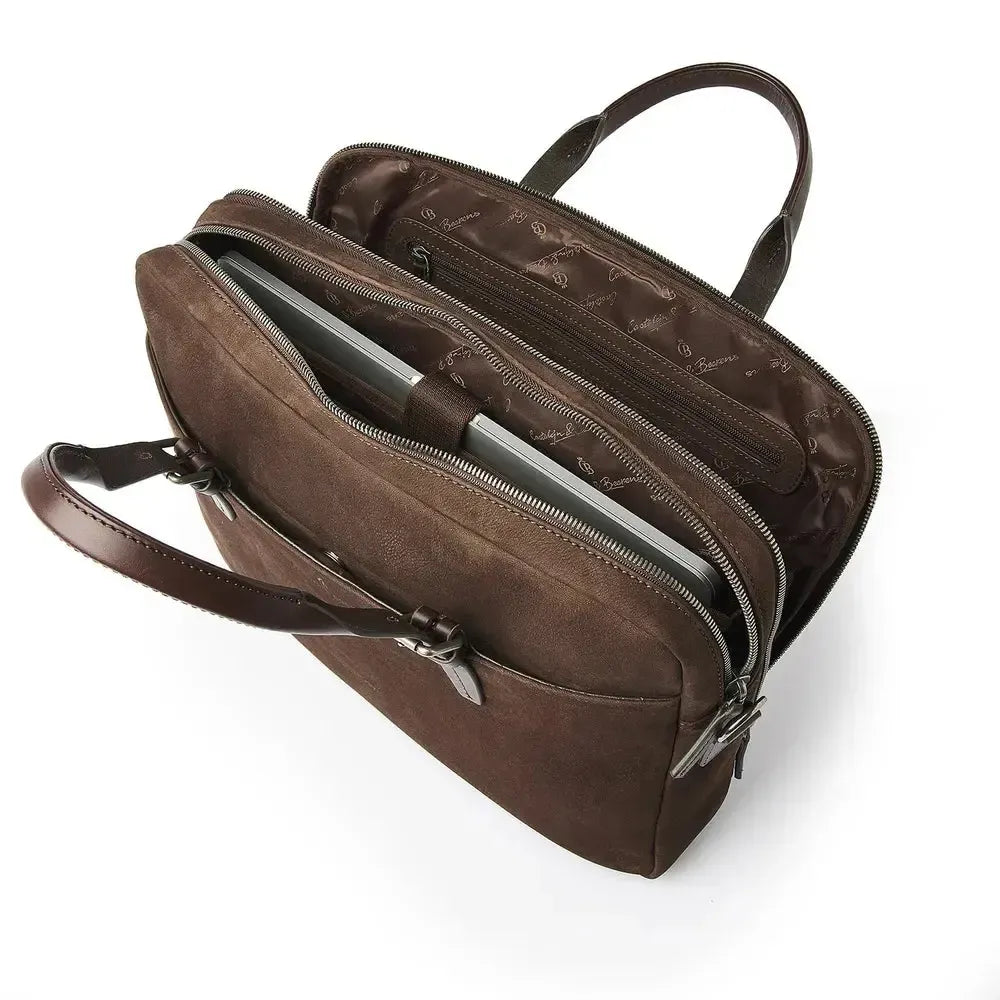Castelijn & Beerens Nubuck Laptop Bag 2 rom 15.6" RFID Mocca-Veske-BagBrokers