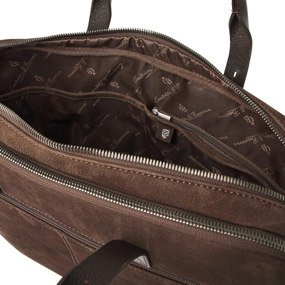 Castelijn & Beerens Nubuck Laptop Bag 2 rom 15.6" RFID Mocca-Veske-BagBrokers
