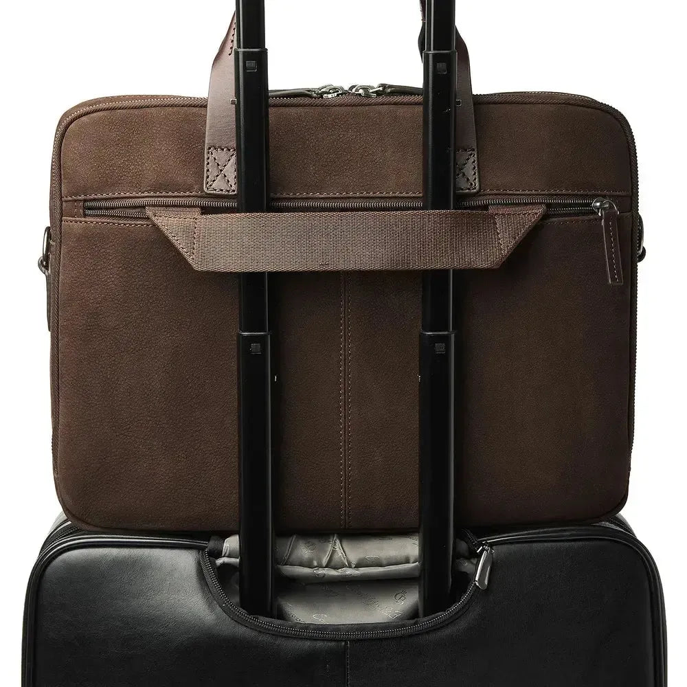 Castelijn & Beerens Nubuck Laptop Bag 2 rom 15.6" RFID Mocca-Veske-BagBrokers