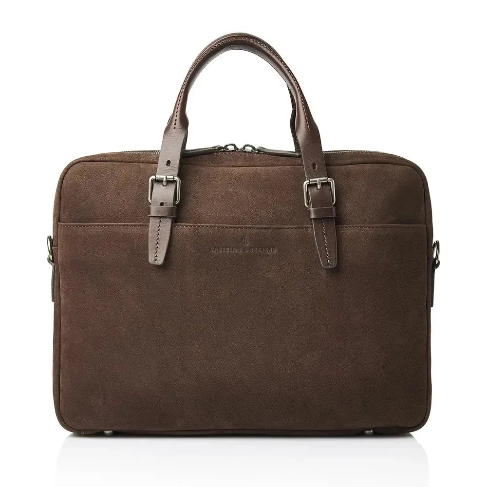 Castelijn & Beerens Nubuck Laptop Bag 2 rom 15.6" RFID Mocca-Veske-BagBrokers