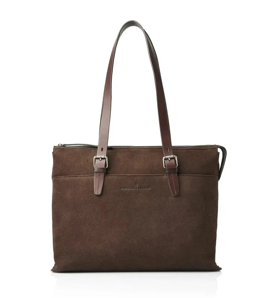 Castelijn & Beerens Nubuck Shoulderbag 15.6" RFID Mocca-Veske-BagBrokers