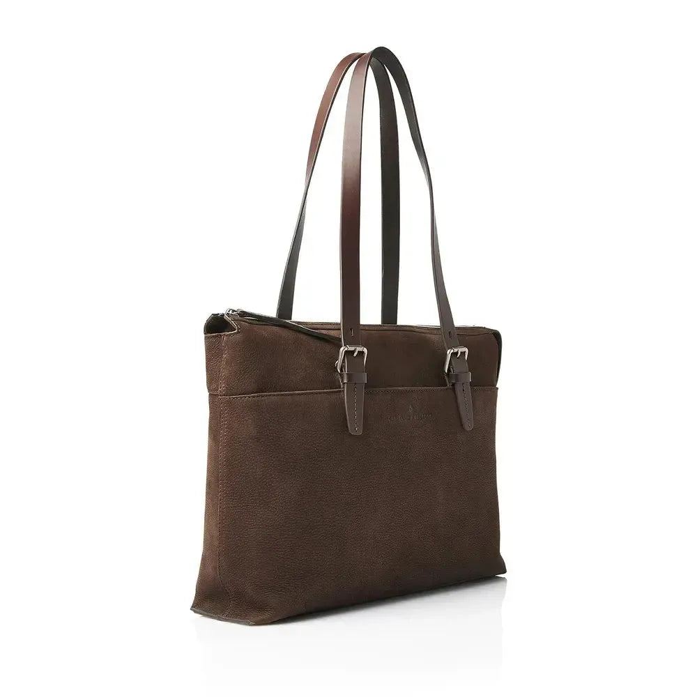 Castelijn & Beerens Nubuck Shoulderbag 15.6" RFID Mocca-Veske-BagBrokers