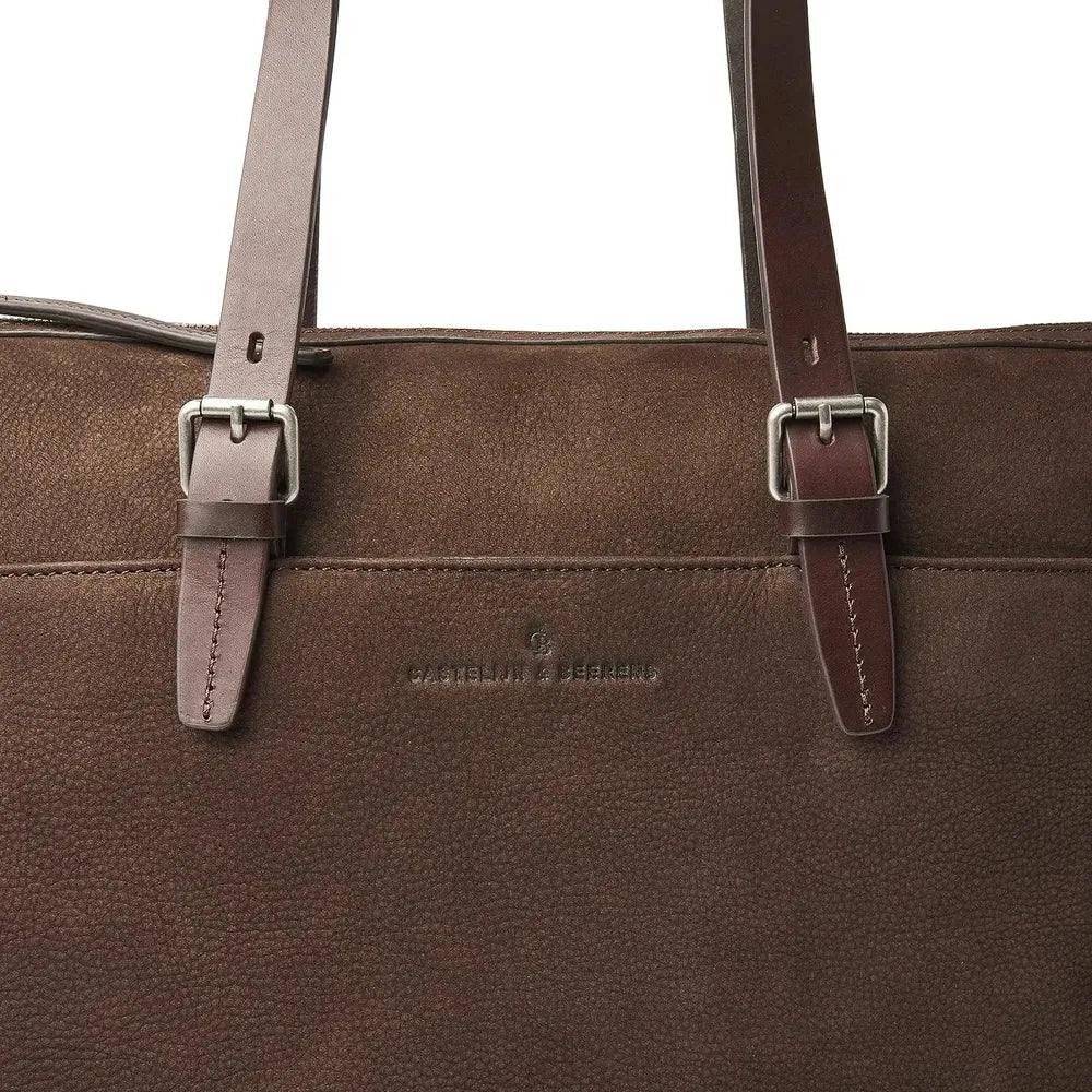 Castelijn & Beerens Nubuck Shoulderbag 15.6" RFID Mocca-Veske-BagBrokers