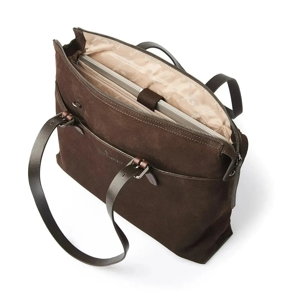 Castelijn & Beerens Nubuck Shoulderbag 15.6" RFID Mocca-Veske-BagBrokers