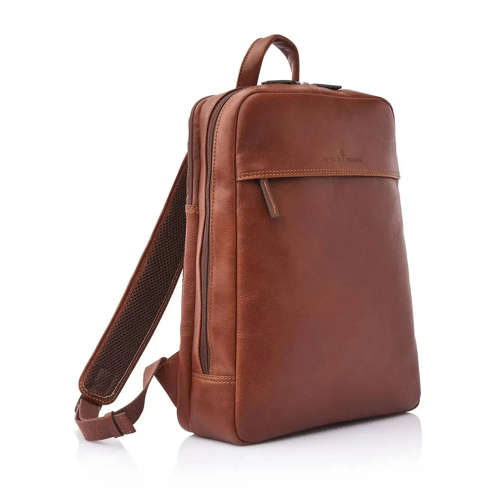 Castelijn & Beerens Skinn ryggsekk 15,6" RFID Light Brown-Sekk-BagBrokers