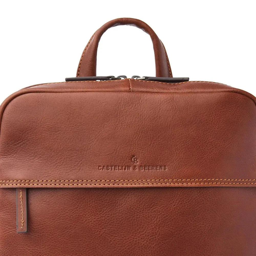 Castelijn & Beerens Skinn ryggsekk 15,6" RFID Light Brown-Sekk-BagBrokers