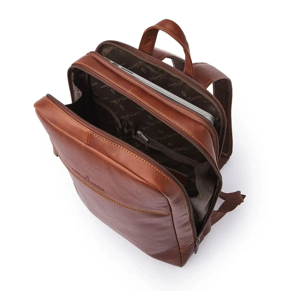 Castelijn & Beerens Skinn ryggsekk 15,6" RFID Light Brown-Sekk-BagBrokers