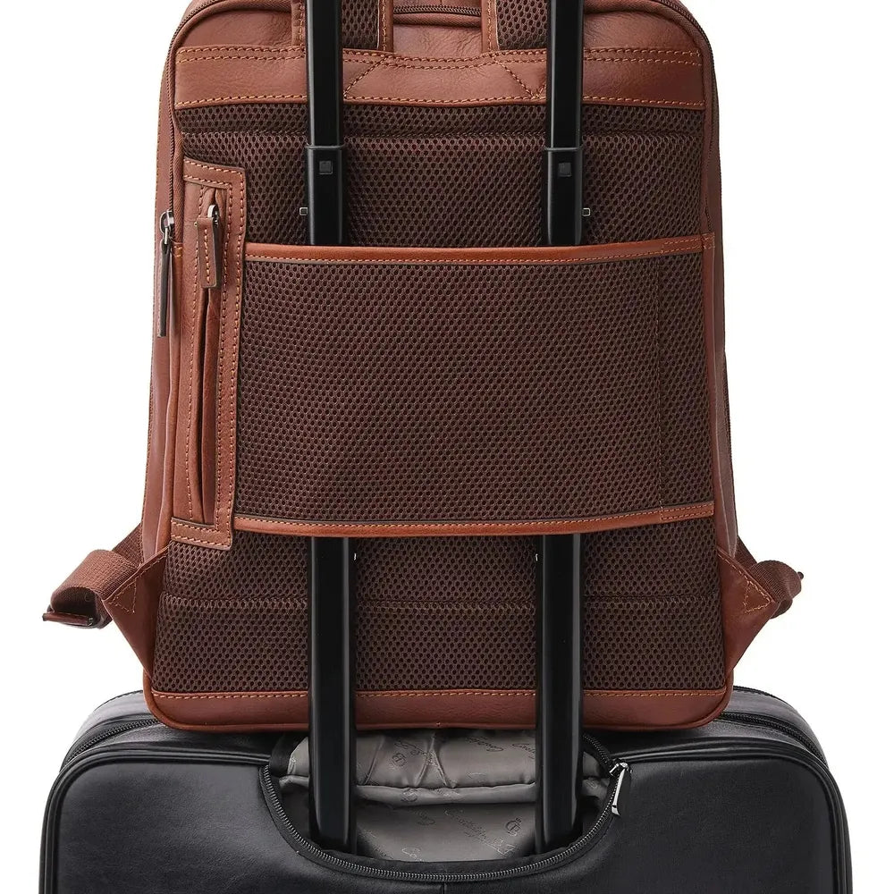 Castelijn & Beerens Skinn ryggsekk 15,6" RFID Light Brown-Sekk-BagBrokers