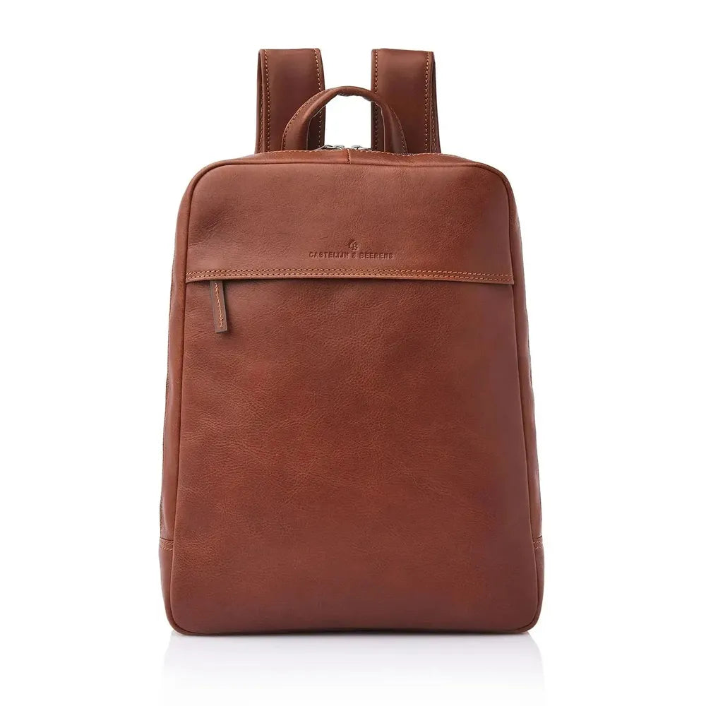 Castelijn & Beerens Skinn ryggsekk 15,6" RFID Light Brown-Sekk-BagBrokers