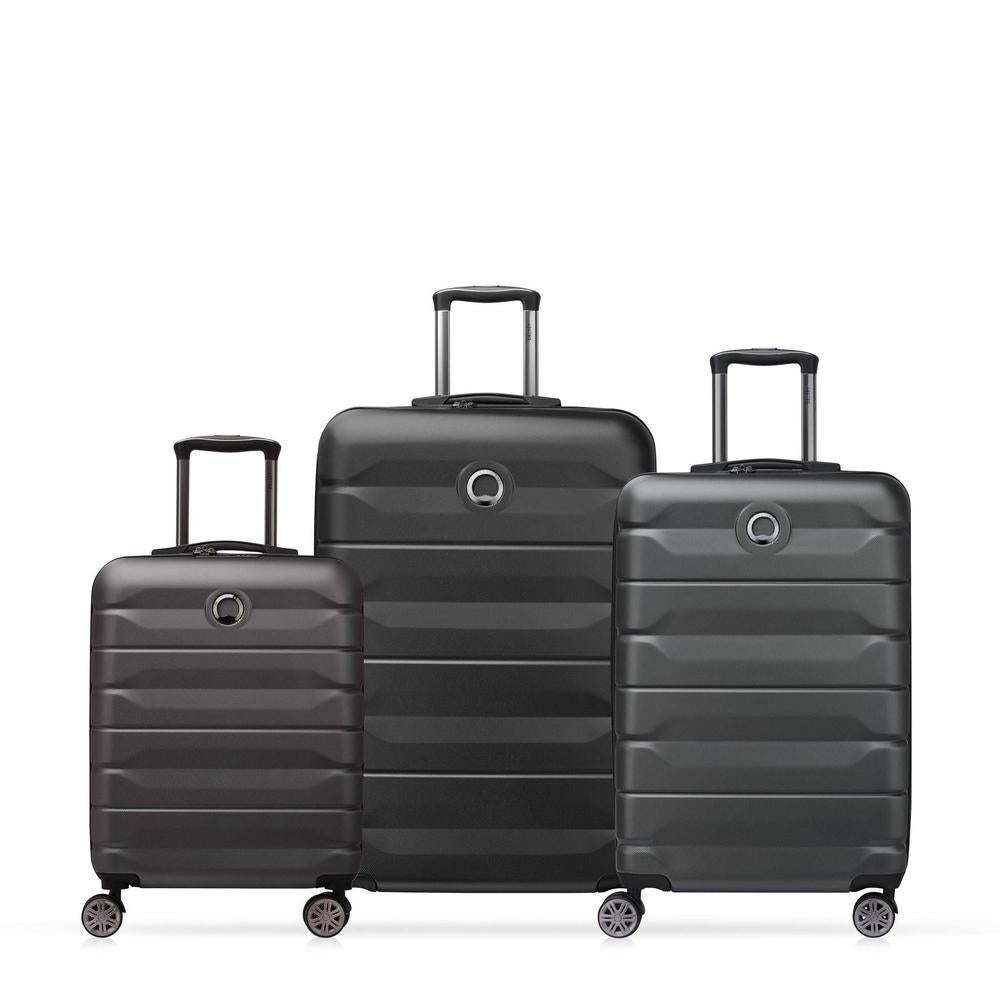 Delsey Air Armour 3‑delers Koffertsett Black (55 cm), (68 cm), (77 cm)-Harde kofferter-BagBrokers