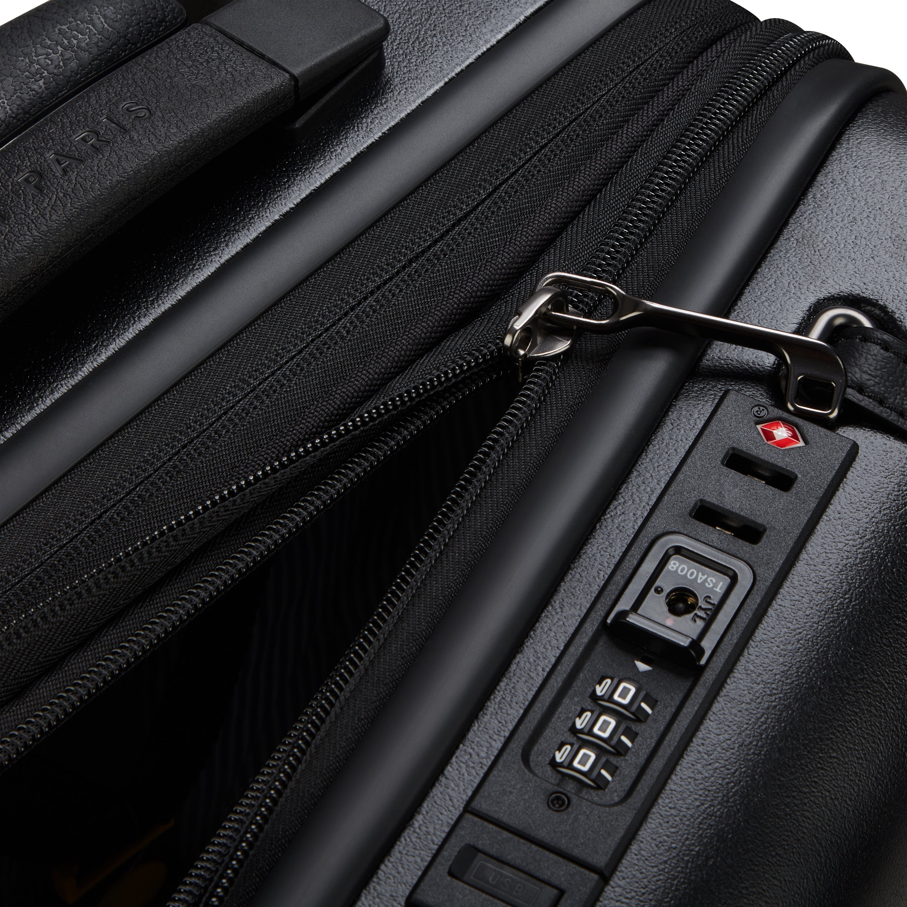 Delsey Cadance utvidbar kabinkoffert 55 cm Deep Black-Harde kofferter-BagBrokers