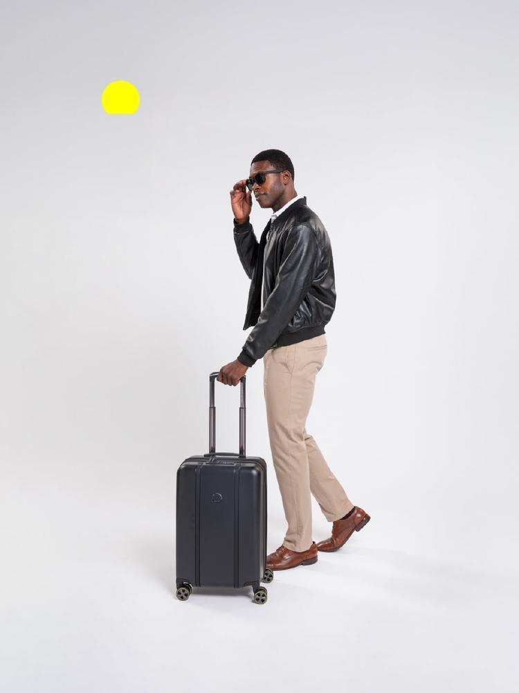 Delsey Cadance utvidbar kabinkoffert 55 cm Deep Black-Harde kofferter-BagBrokers