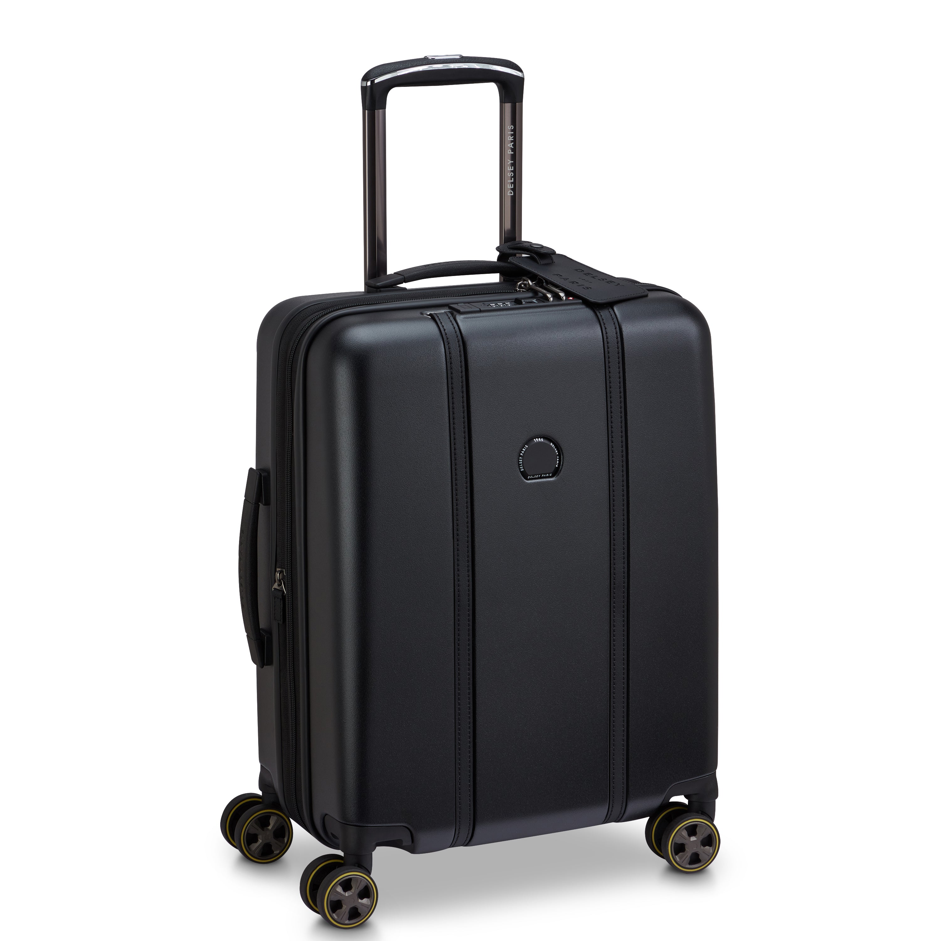 Delsey Cadance utvidbar kabinkoffert 55 cm Deep Black-Harde kofferter-BagBrokers
