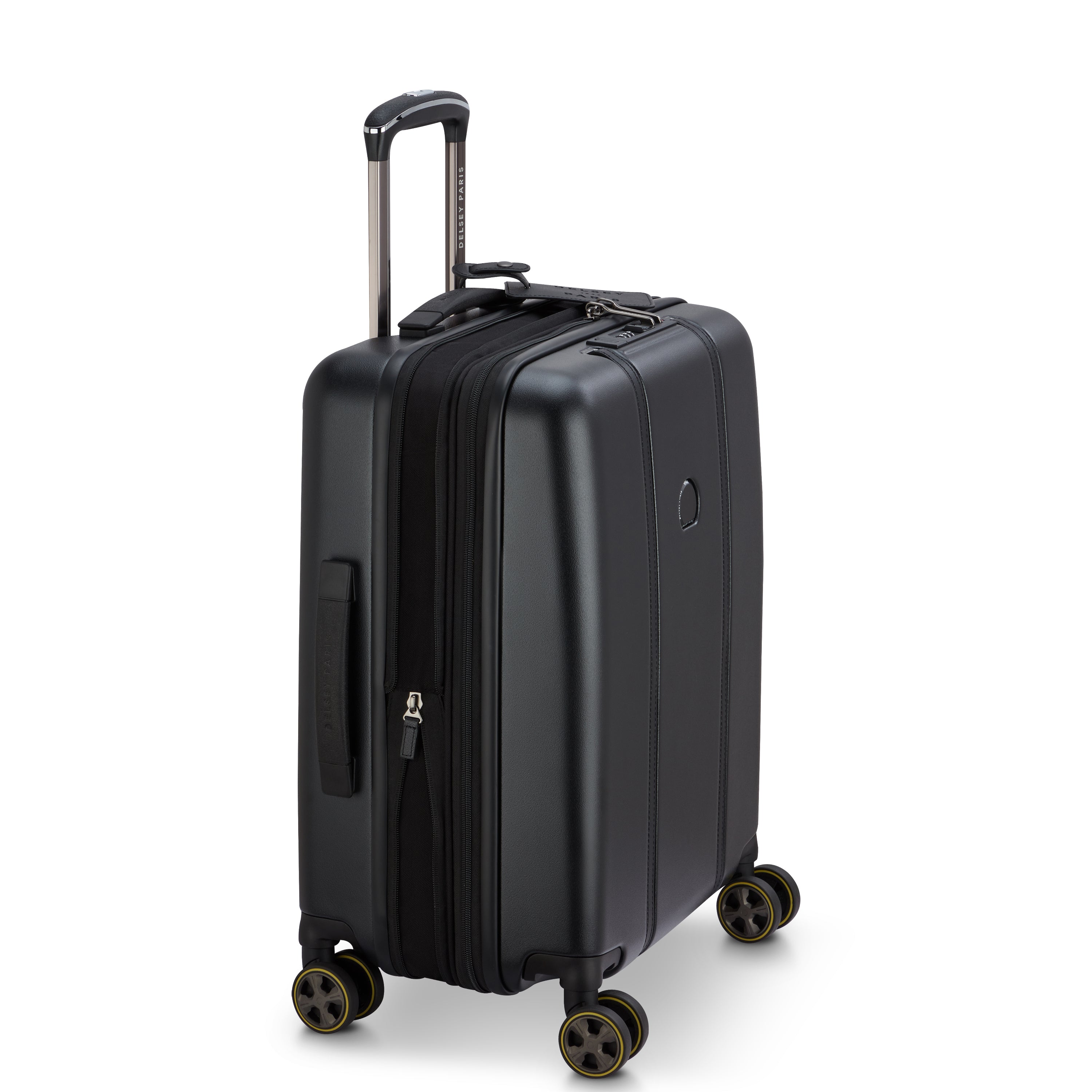 Delsey Cadance utvidbar kabinkoffert 55 cm Deep Black-Harde kofferter-BagBrokers
