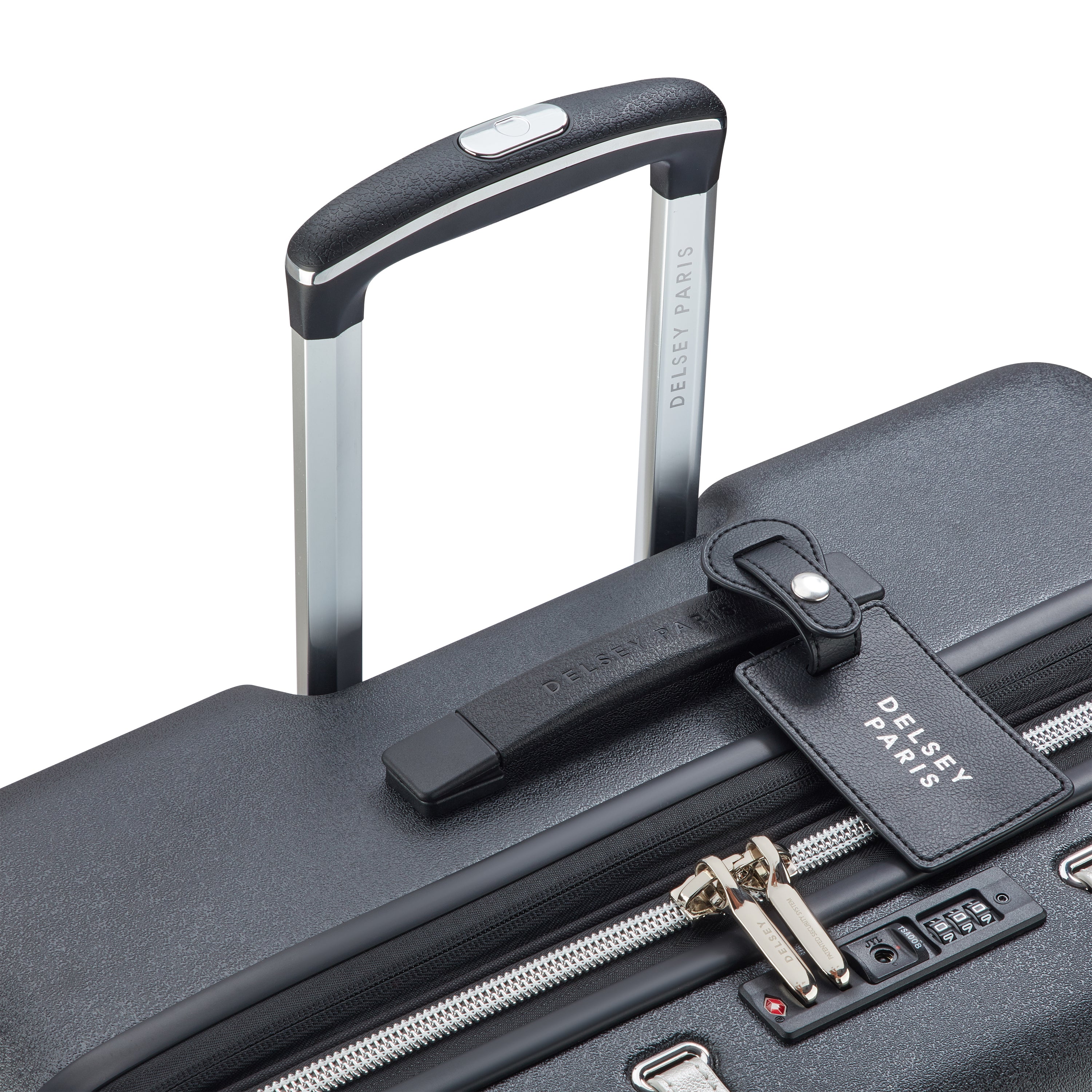 Delsey Cadence utvidbar ekstra stor koffert 81 cm Black/Silver-Harde kofferter-BagBrokers