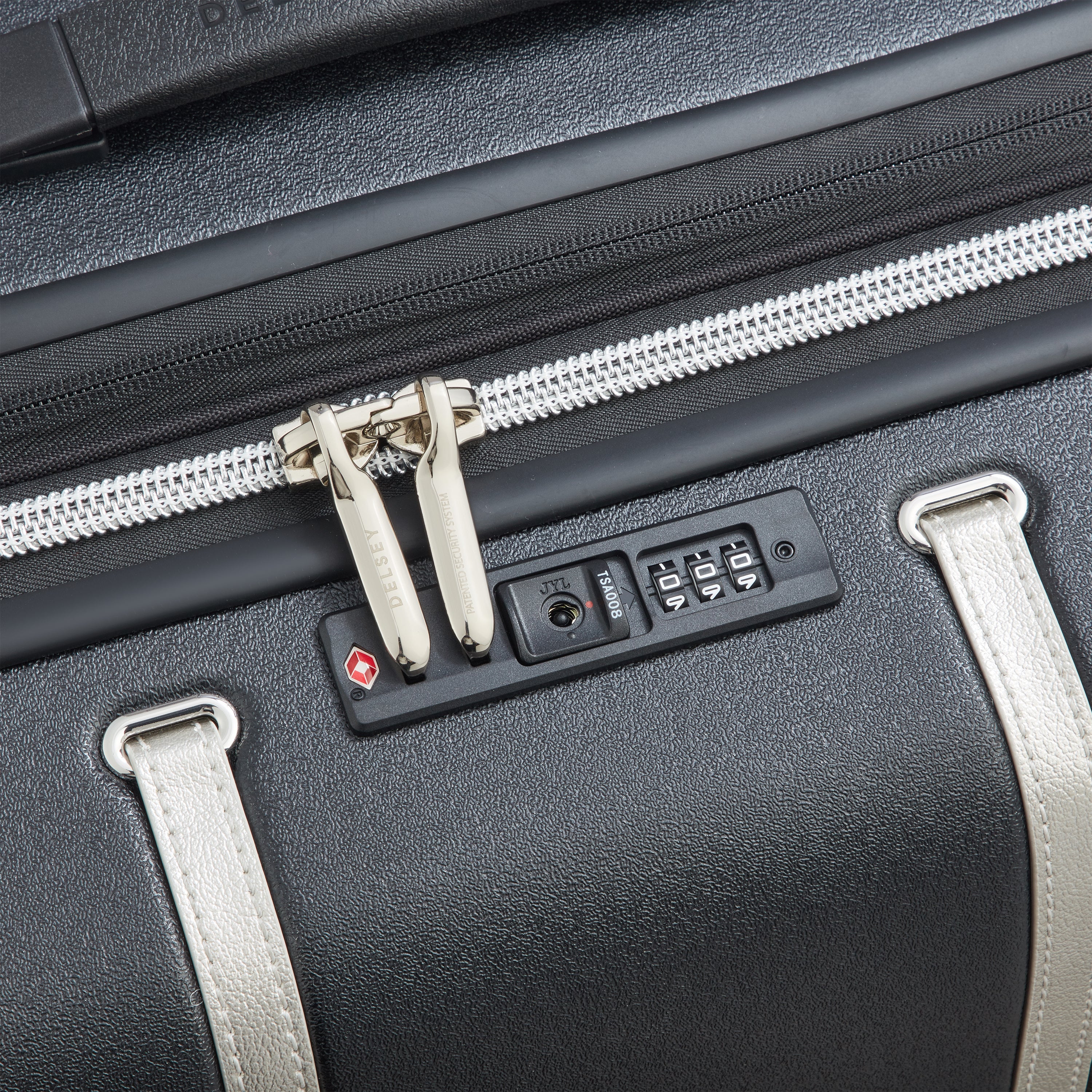Delsey Cadence utvidbar ekstra stor koffert 81 cm Black/Silver-Harde kofferter-BagBrokers
