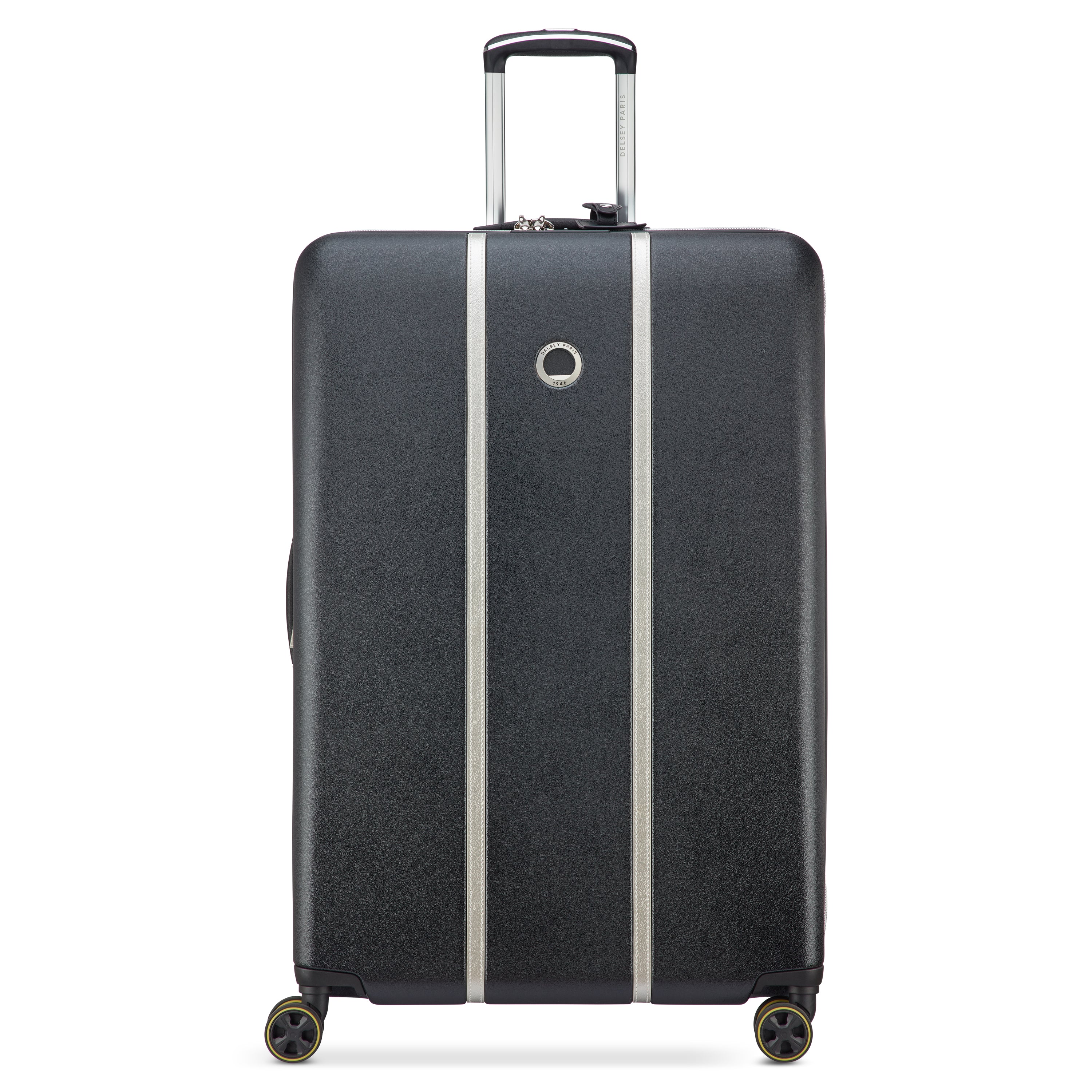 Delsey Cadence utvidbar ekstra stor koffert 81 cm Black/Silver-Harde kofferter-BagBrokers