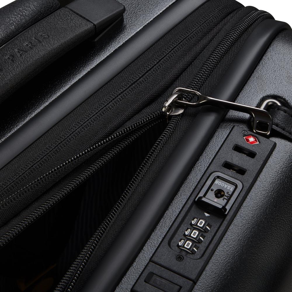 Delsey Cadance utvidbar kabinkoffert 55 cm Deep Black-Harde kofferter-BagBrokers