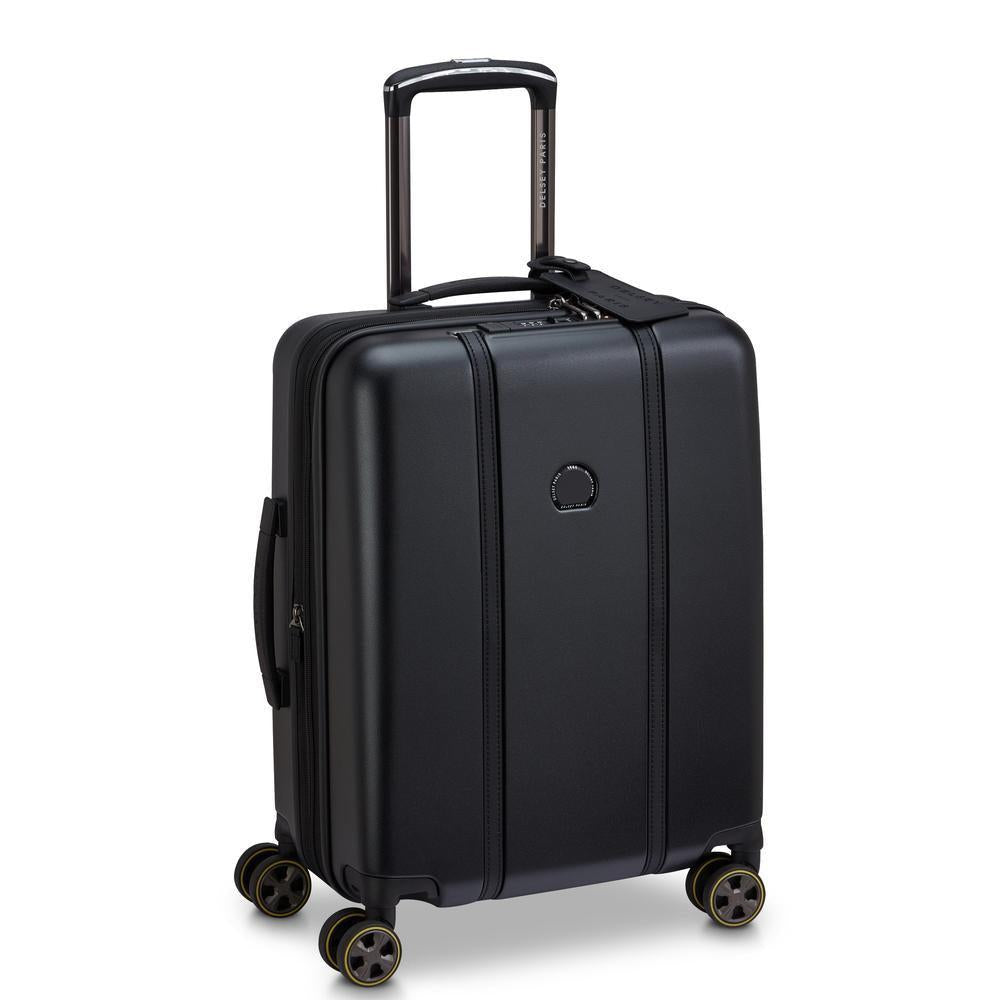 Delsey Cadance utvidbar kabinkoffert 55 cm Deep Black-Harde kofferter-BagBrokers