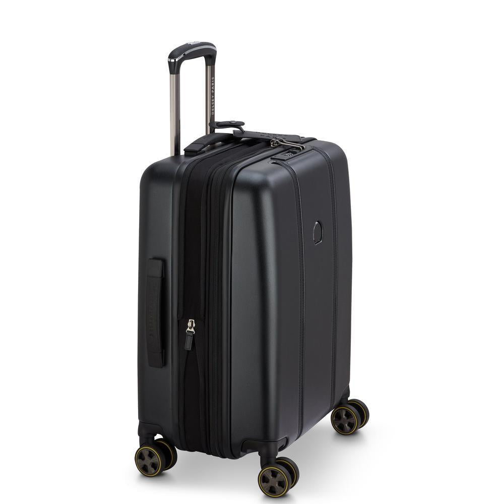 Delsey Cadance utvidbar kabinkoffert 55 cm Deep Black-Harde kofferter-BagBrokers