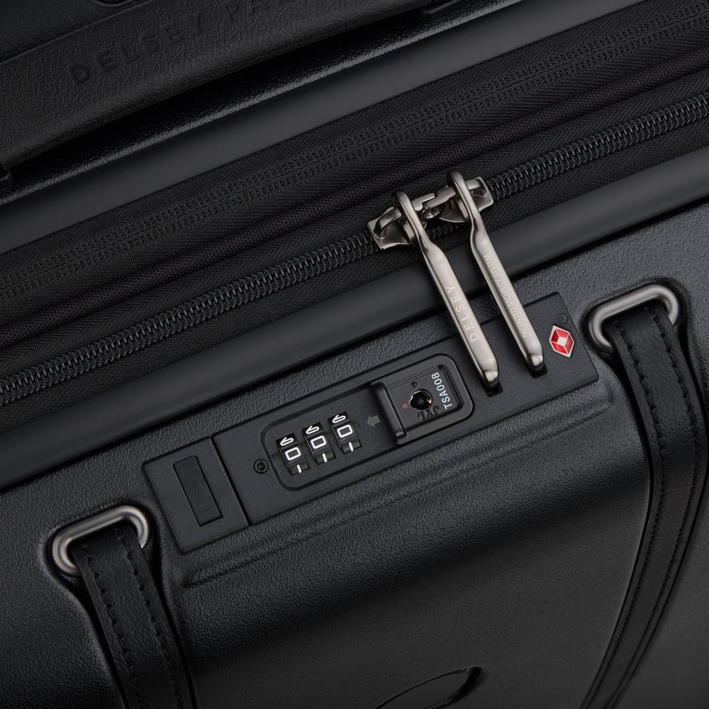 Delsey Cadance utvidbar kabinkoffert 55 cm Deep Black-Harde kofferter-BagBrokers