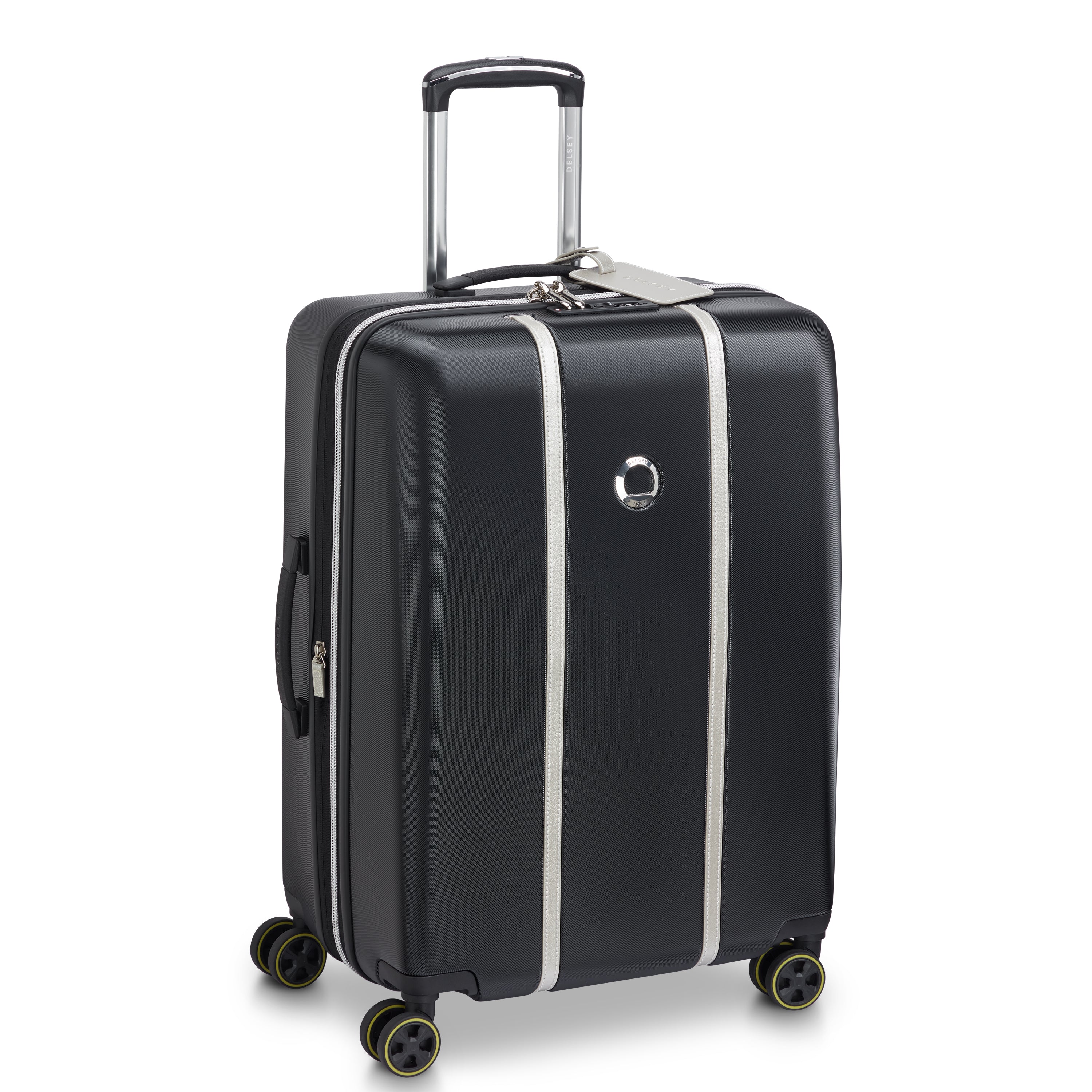 Delsey Cadence utvidbar medium koffert 66 cm Black/Silver-Harde kofferter-BagBrokers