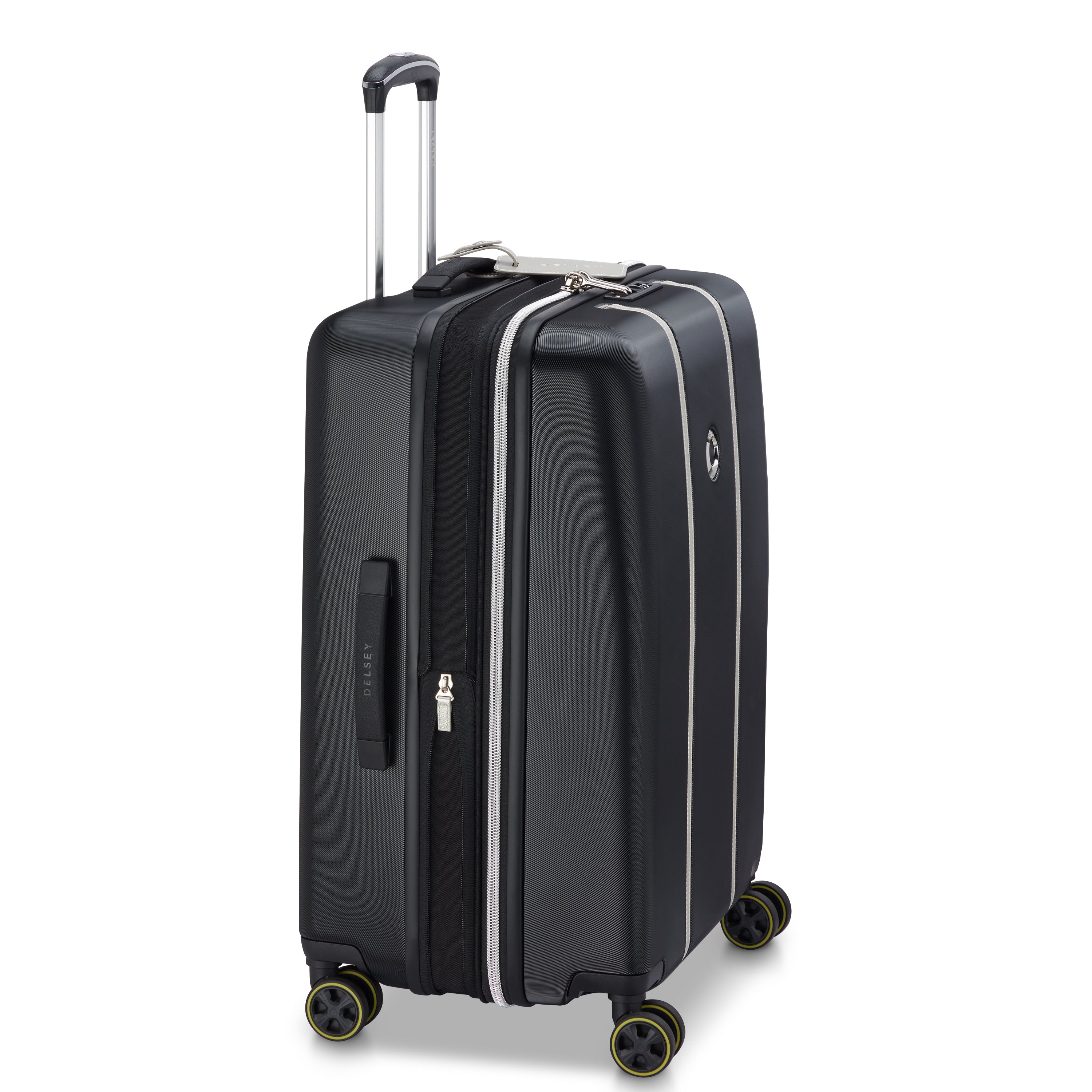 Delsey Cadence utvidbar medium koffert 66 cm Black/Silver-Harde kofferter-BagBrokers