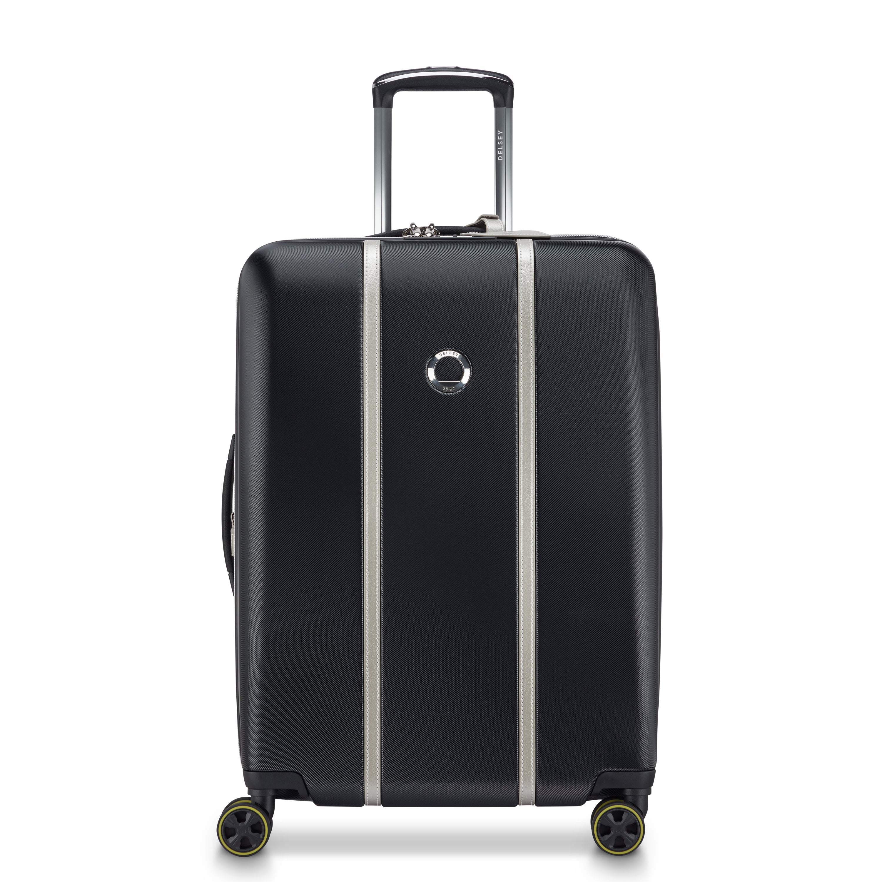Delsey Cadence utvidbar medium koffert 66 cm Black/Silver-Harde kofferter-BagBrokers
