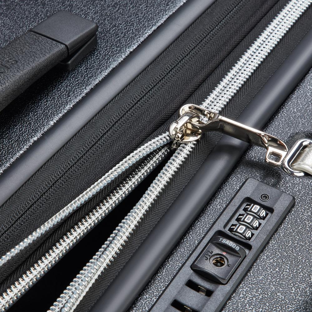 Delsey Cadence utvidbar stor koffert 76 cm Black/Silver-Harde kofferter-BagBrokers