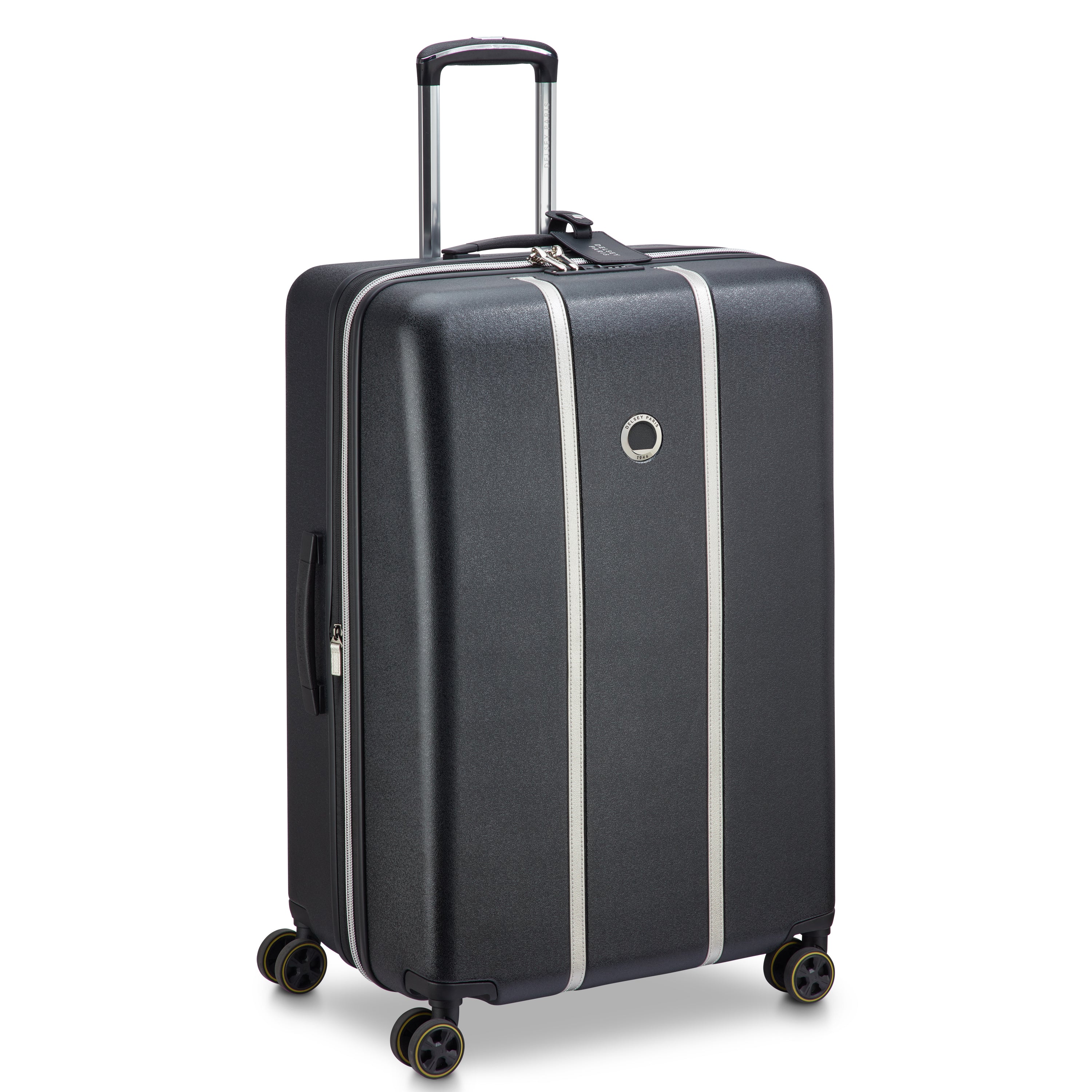 Delsey Cadence utvidbar stor koffert 76 cm Black/Silver-Harde kofferter-BagBrokers