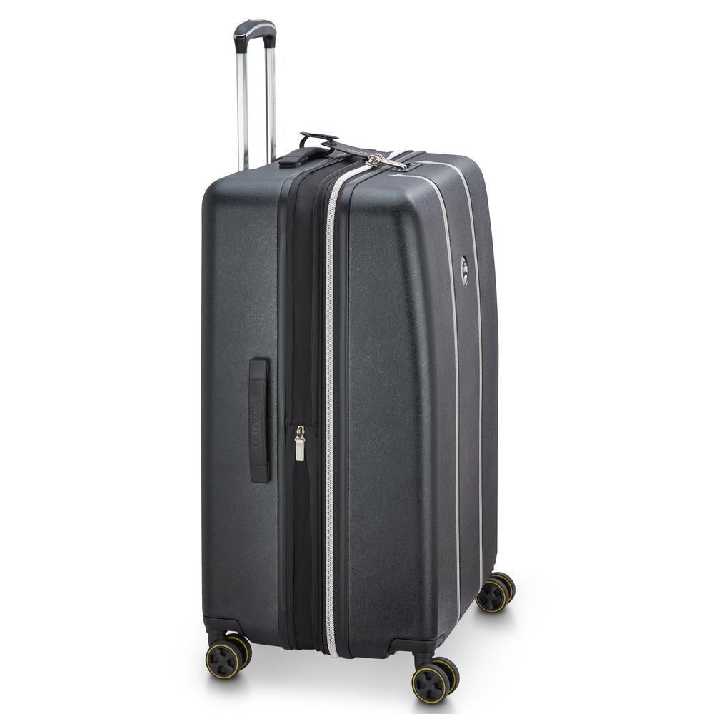 Delsey Cadence utvidbar stor koffert 76 cm Black/Silver-Harde kofferter-BagBrokers