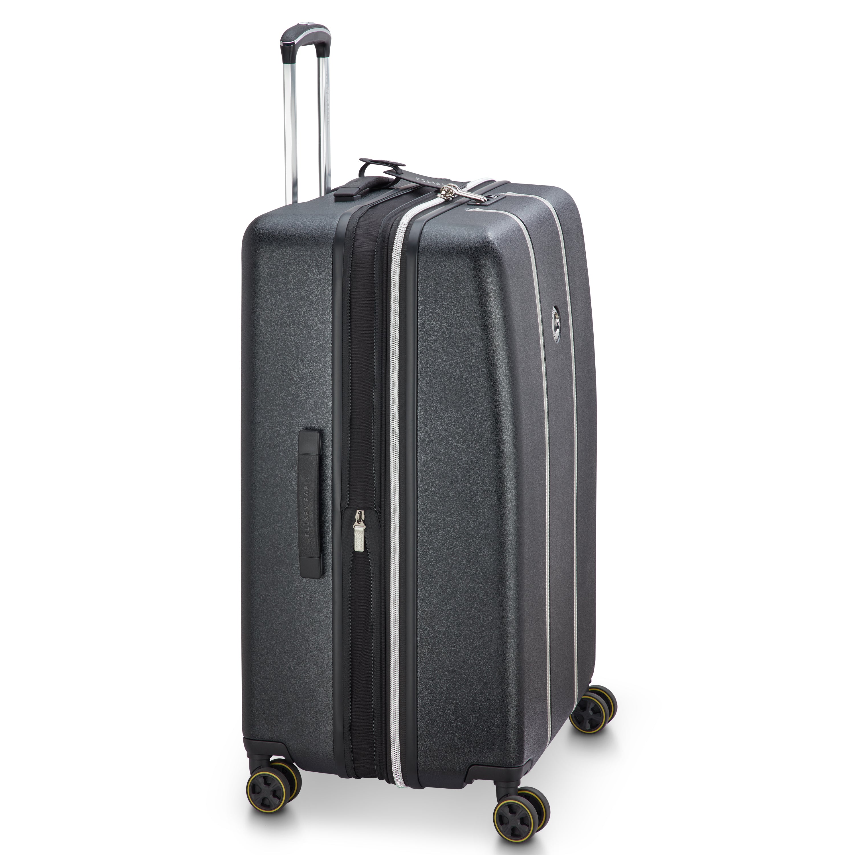 Delsey Cadence utvidbar stor koffert 76 cm Black/Silver-Harde kofferter-BagBrokers