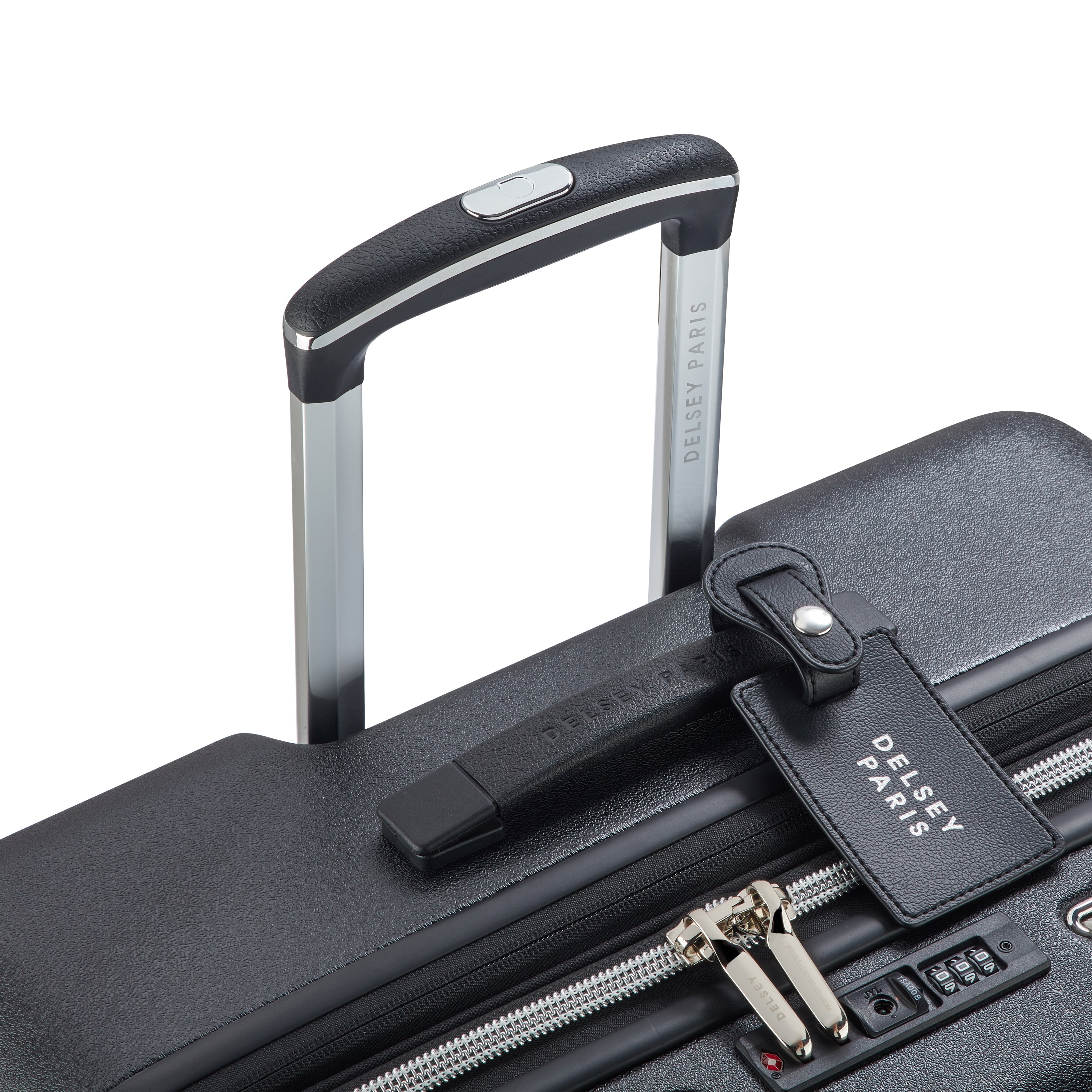 Delsey Cadence utvidbar stor koffert 76 cm Black/Silver-Harde kofferter-BagBrokers