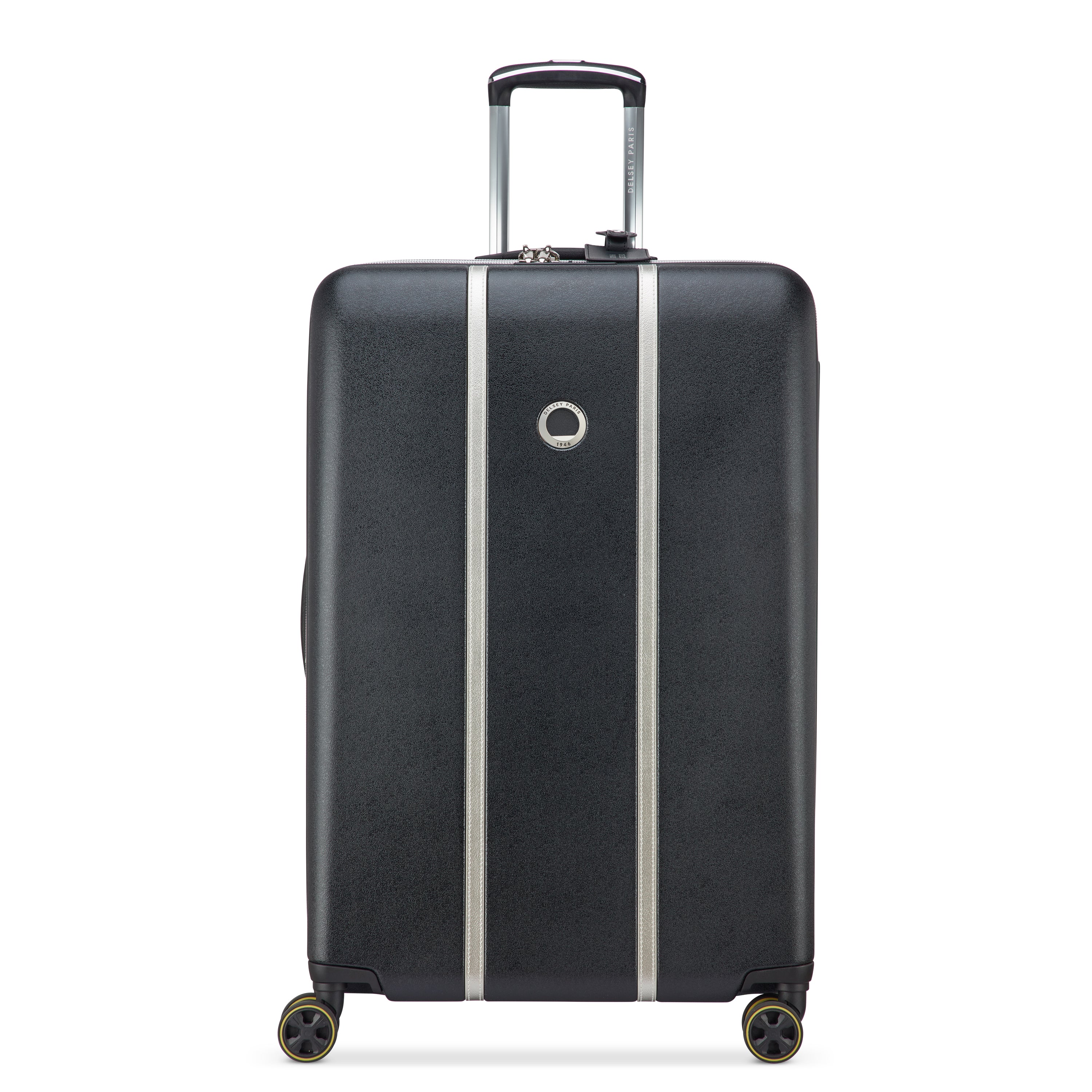 Delsey Cadence utvidbar stor koffert 76 cm Black/Silver-Harde kofferter-BagBrokers