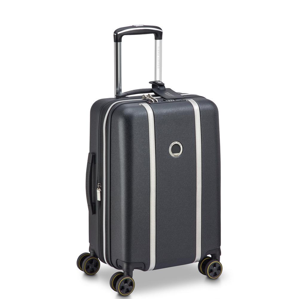 Delsey cadence utvidbar kabinkoffert 55 cm Black/Silver-Harde kofferter-BagBrokers