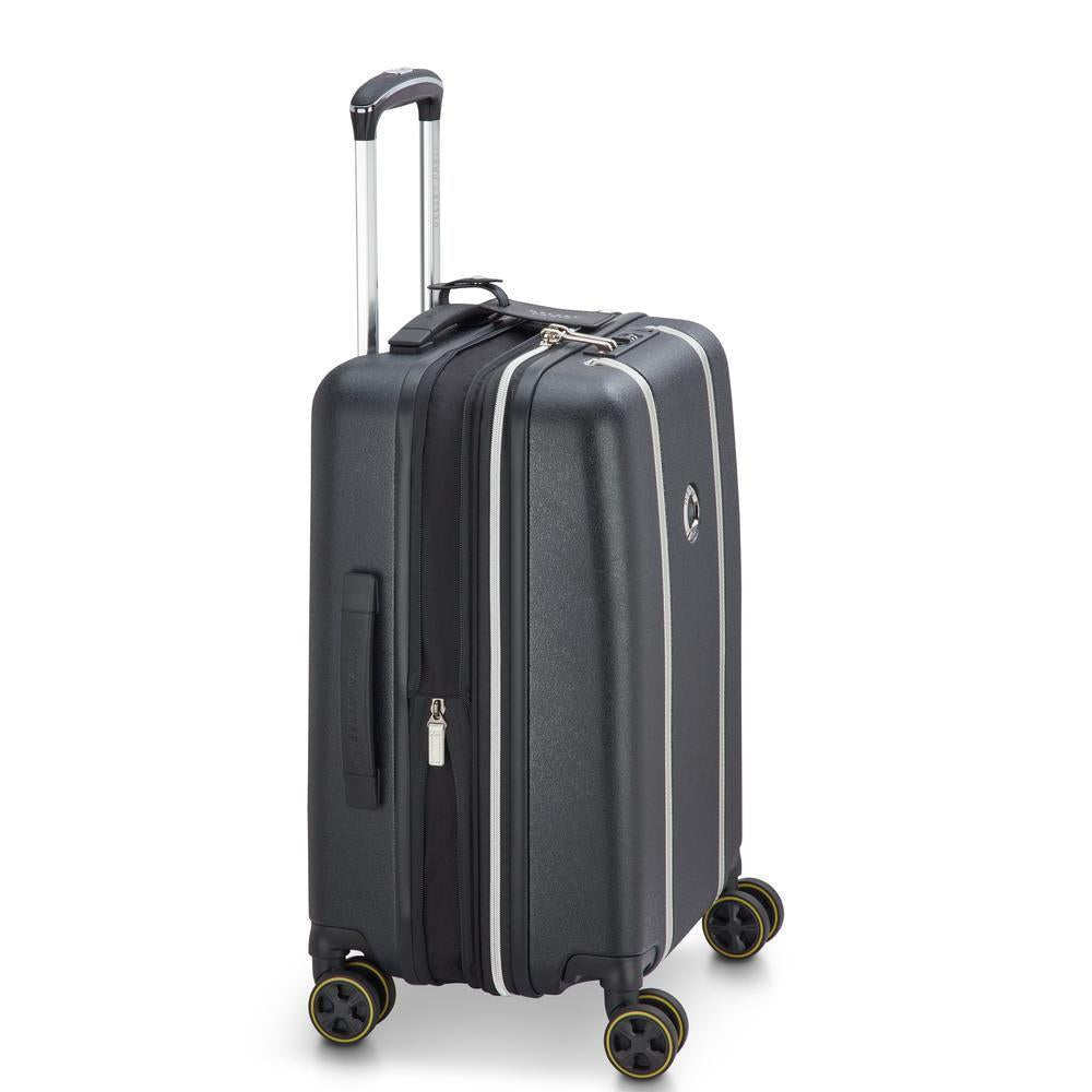 Delsey cadence utvidbar kabinkoffert 55 cm Black/Silver-Harde kofferter-BagBrokers