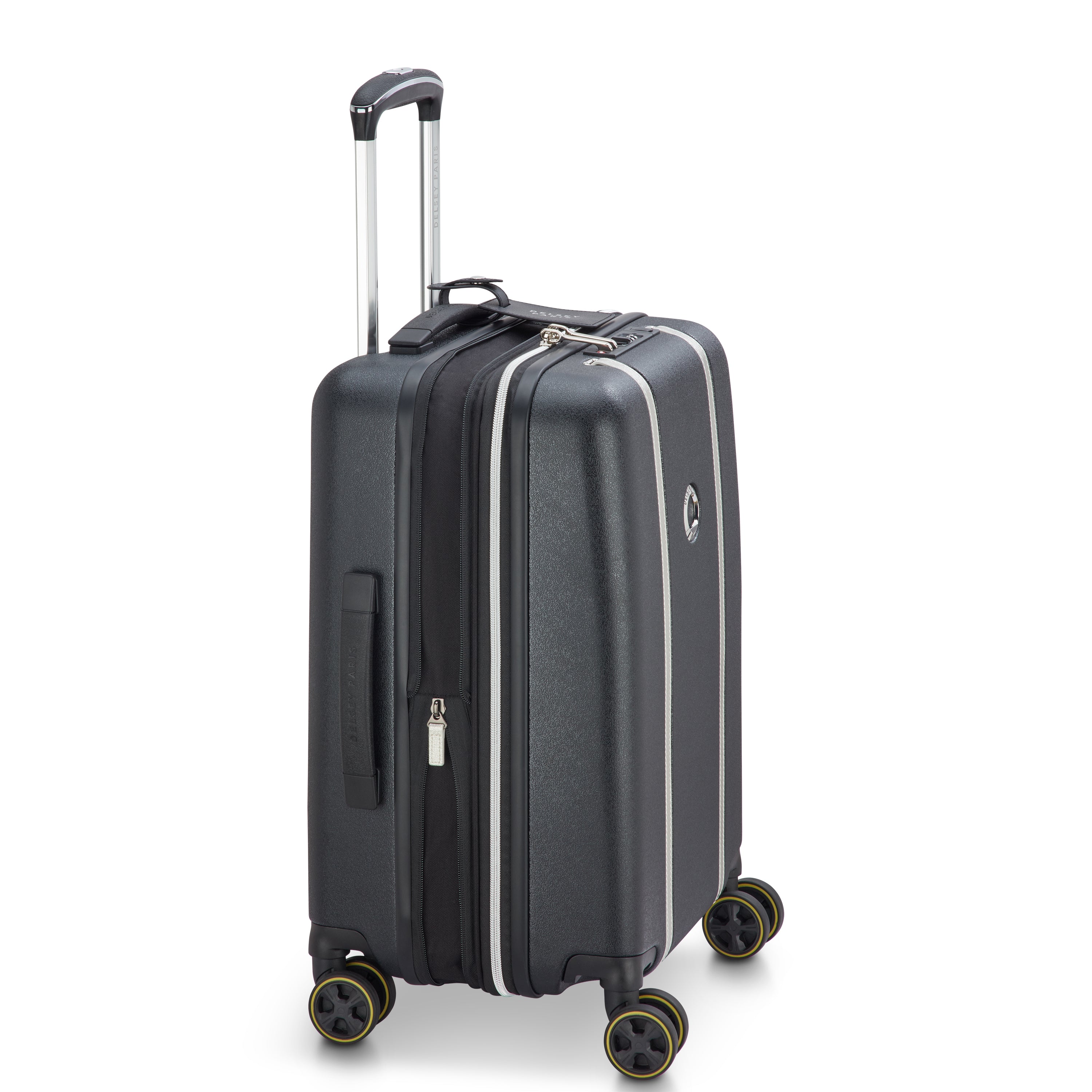 Delsey cadence utvidbar kabinkoffert 55 cm Black/Silver-Harde kofferter-BagBrokers