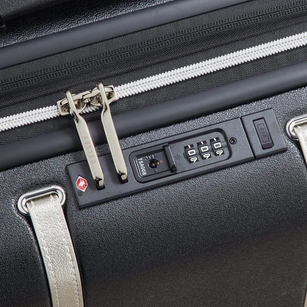 Delsey cadence utvidbar kabinkoffert 55 cm Black/Silver-Harde kofferter-BagBrokers