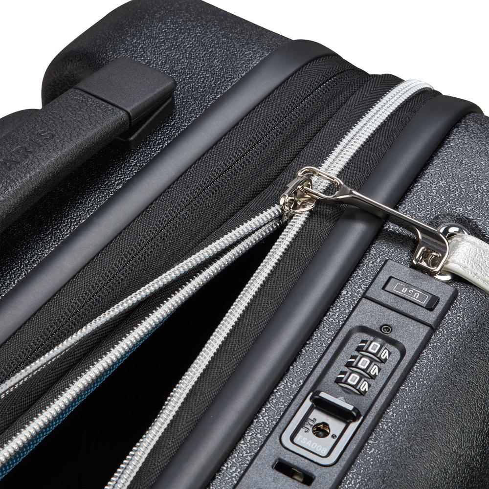 Delsey cadence utvidbar kabinkoffert 55 cm Black/Silver-Harde kofferter-BagBrokers