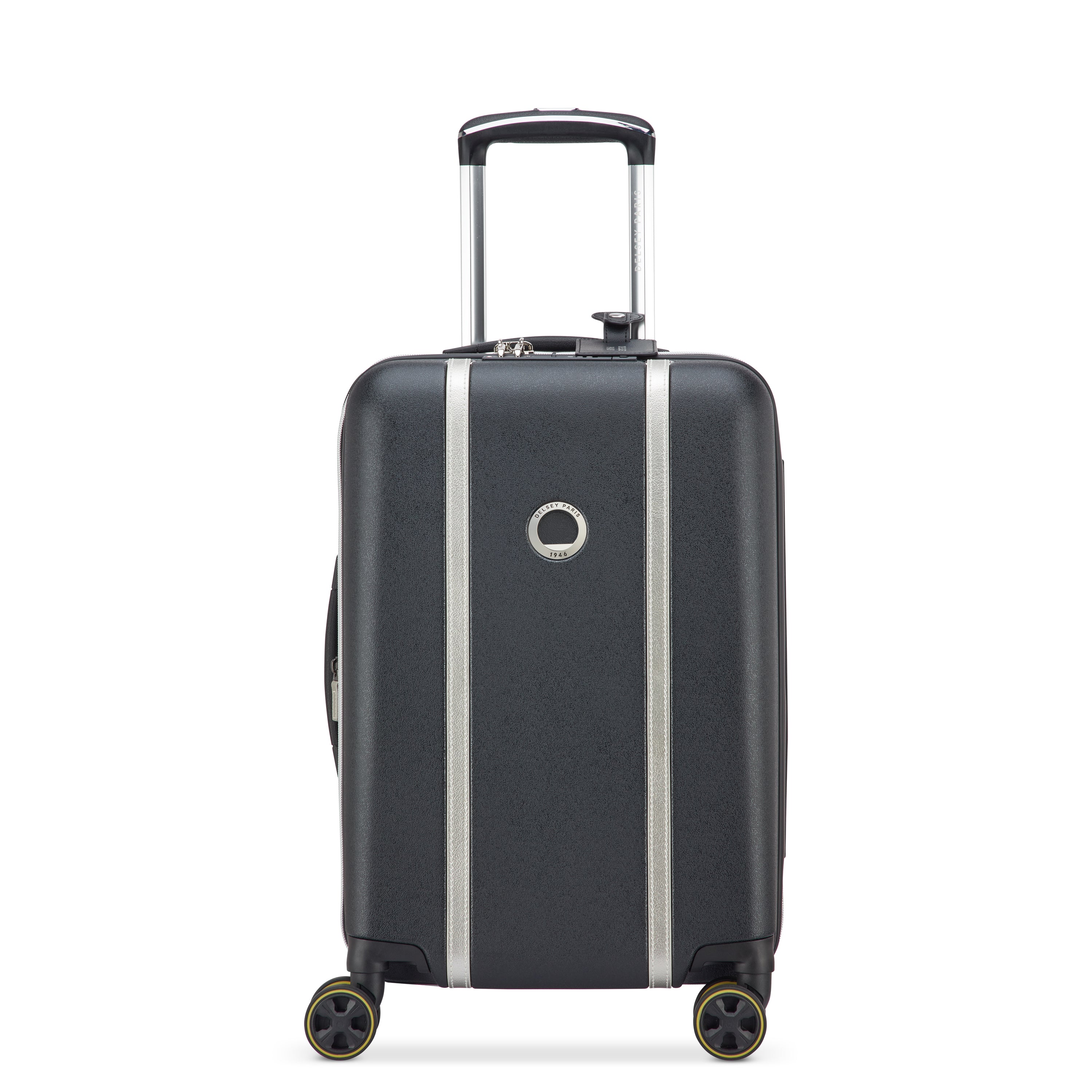 Delsey cadence utvidbar kabinkoffert 55 cm Black/Silver-Harde kofferter-BagBrokers