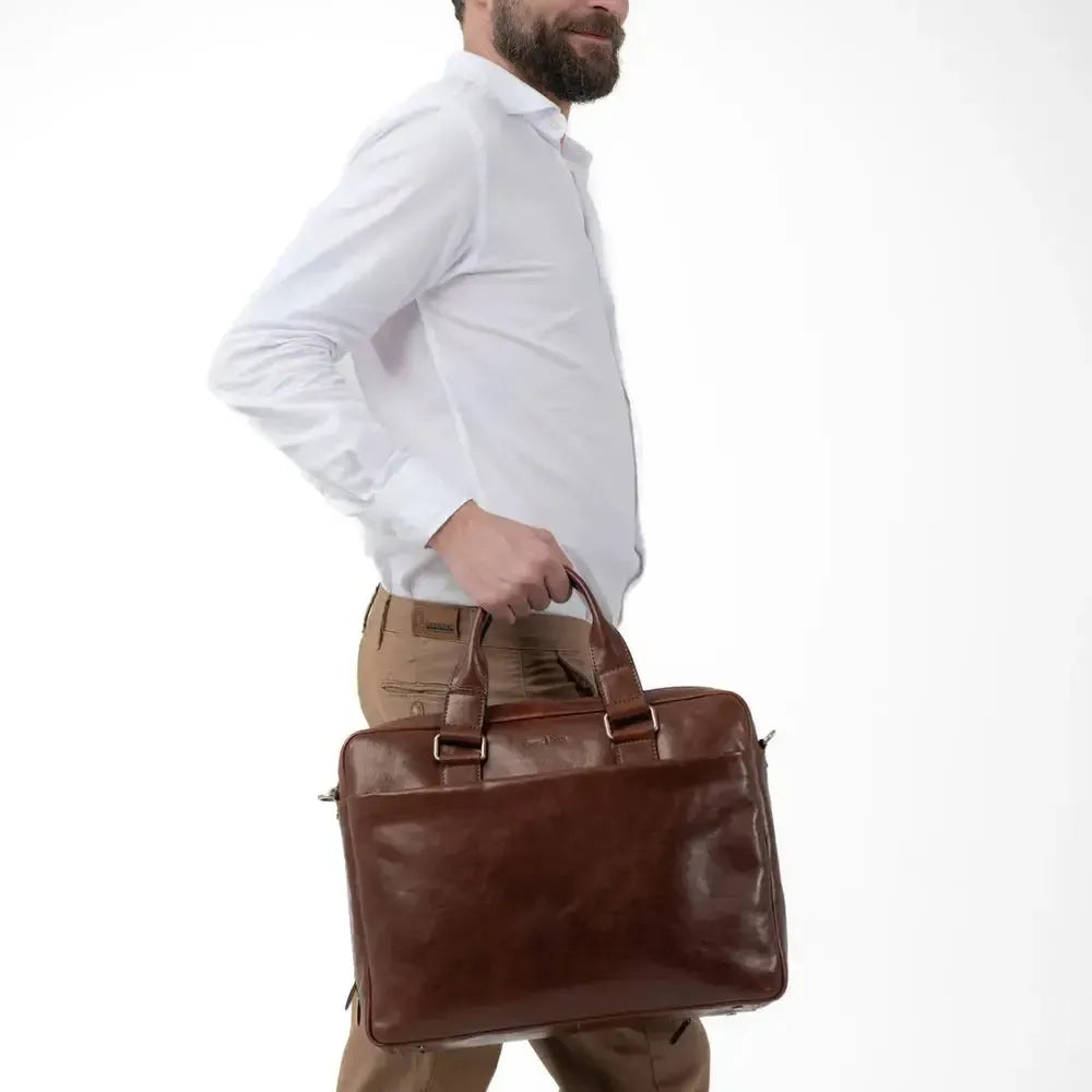 Gianni Conti Stor klassisk PC-veske med 2 hovedrom 13" Brown-Veske-BagBrokers