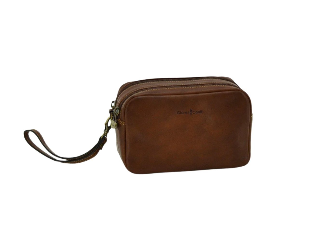 Gianni Conti eksklusiv Pouch mini toalettmappe Dark Brown-Vesker-BagBrokers