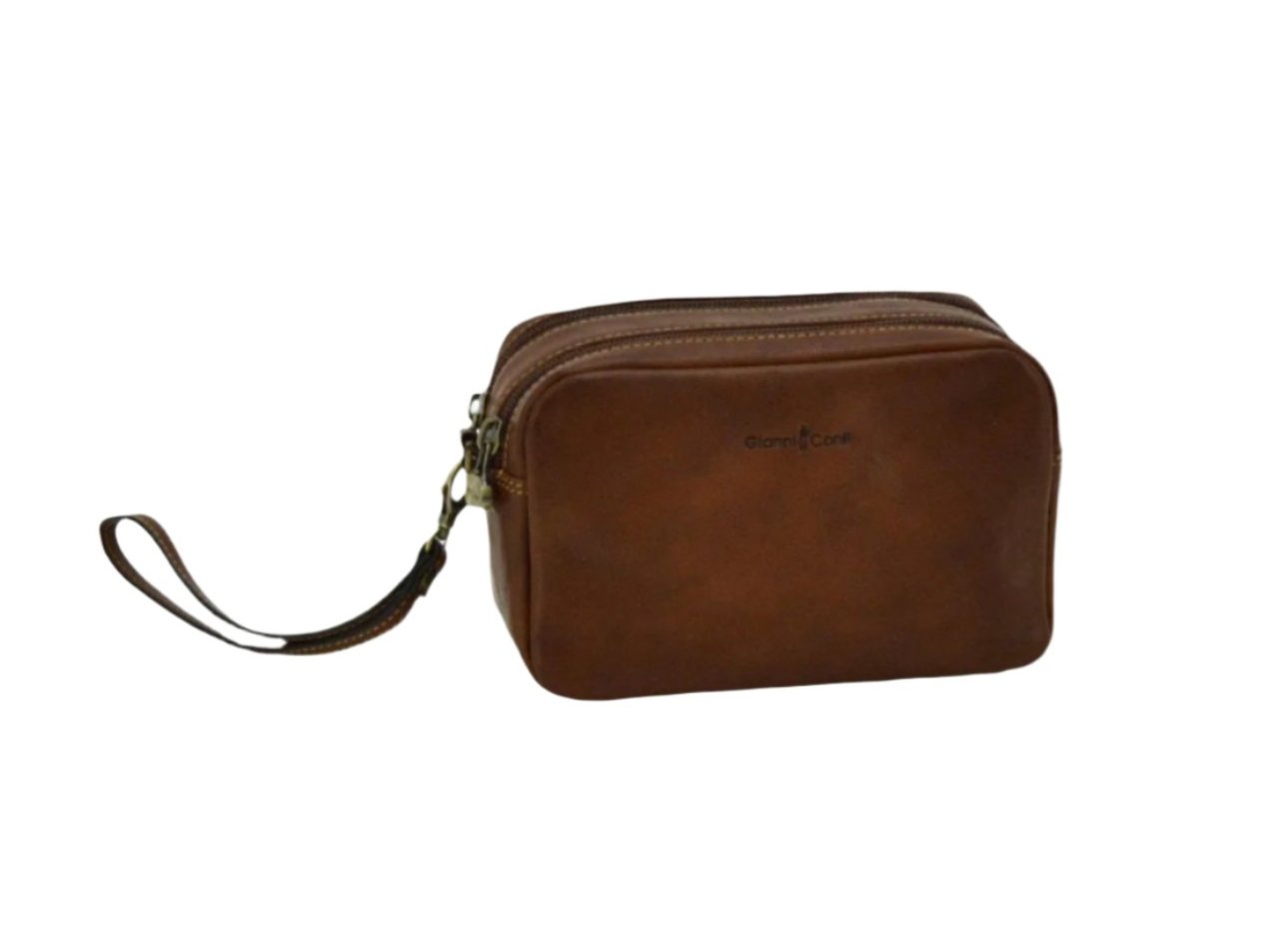 Gianni Conti eksklusiv Pouch mini toalettmappe Dark Brown-Vesker-BagBrokers