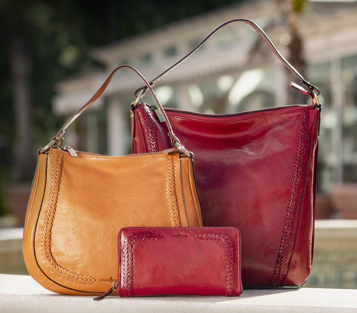 Gianni Conti italiensk skulderveske i skinn Lysebrun-Veske-BagBrokers