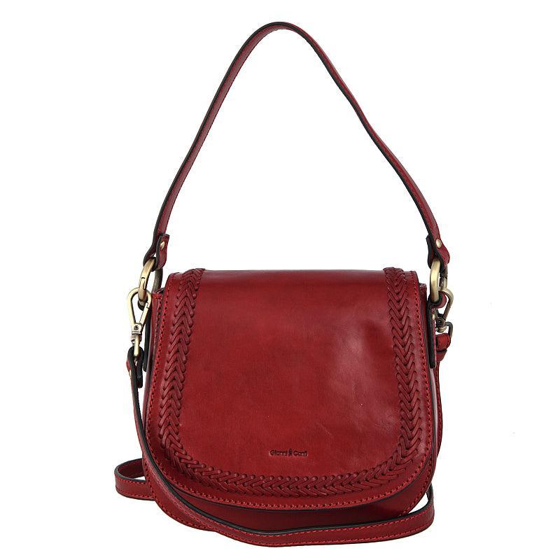 Gianni Conti italiensk skulderveske i skinn Rød-Veske-BagBrokers