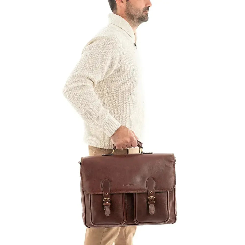 Gianni Conti stor portefølje veske Dark Brown-Veske-BagBrokers