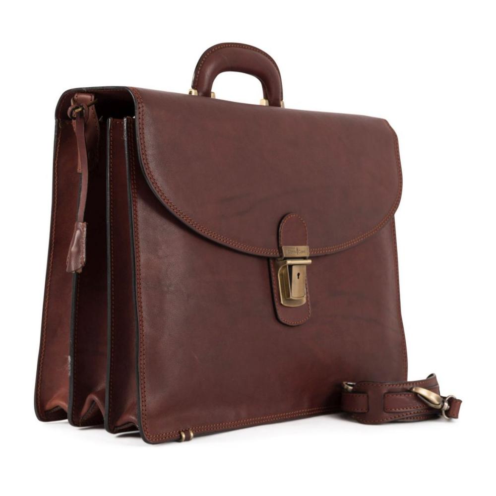 Gianni Conti stor portefølje veske med klaff Dark Brown-Veske-BagBrokers