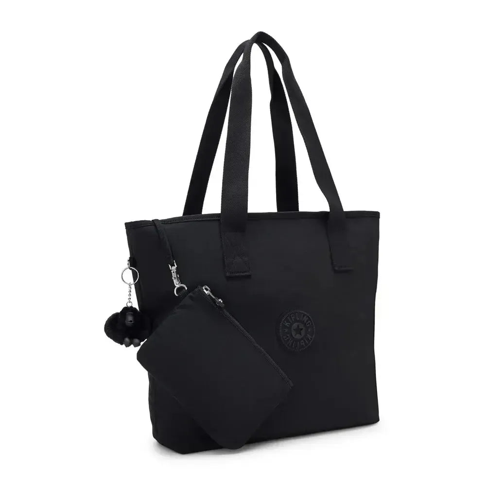 Kipling Anina Medium Tote Bag Black Noir (med avtakbar lomme)-Veske-BagBrokers