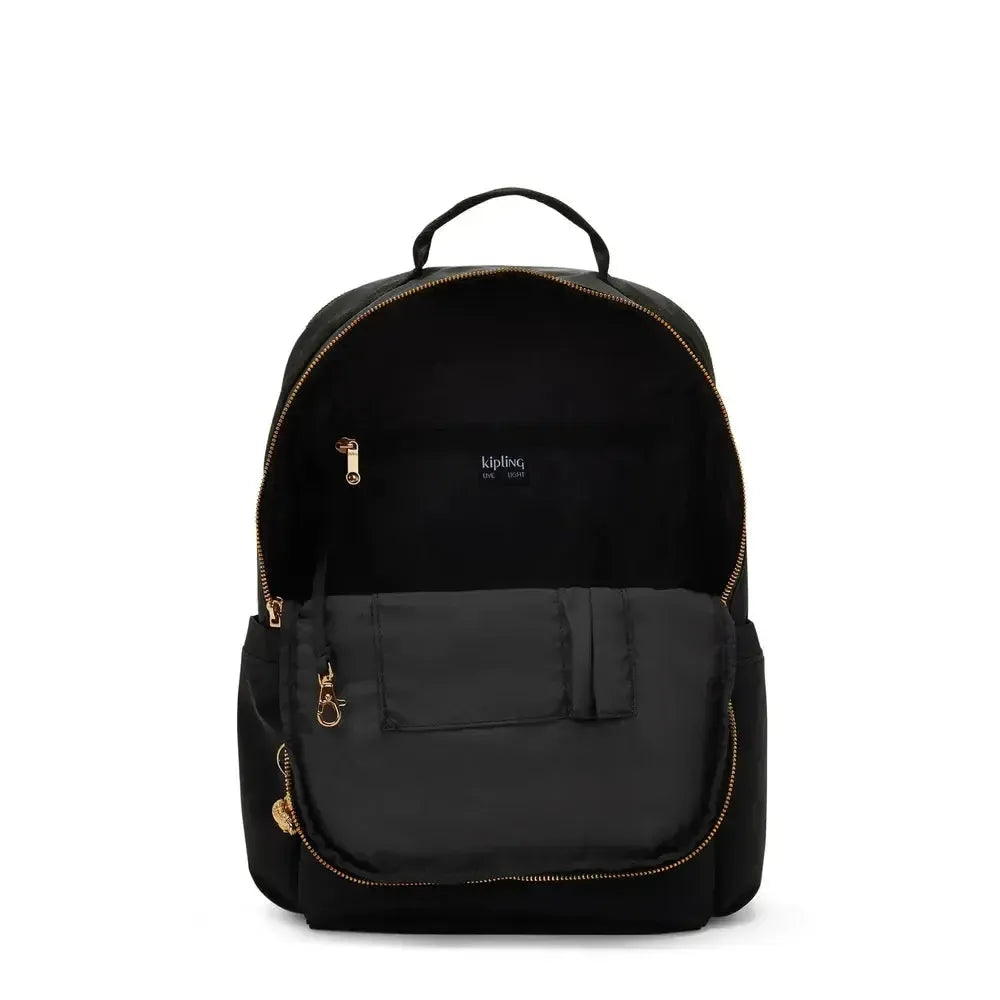 Kipling Biana Stor ryggsekk (med rom til bærbar PC) Blush Gold Black-Ryggsekker-BagBrokers
