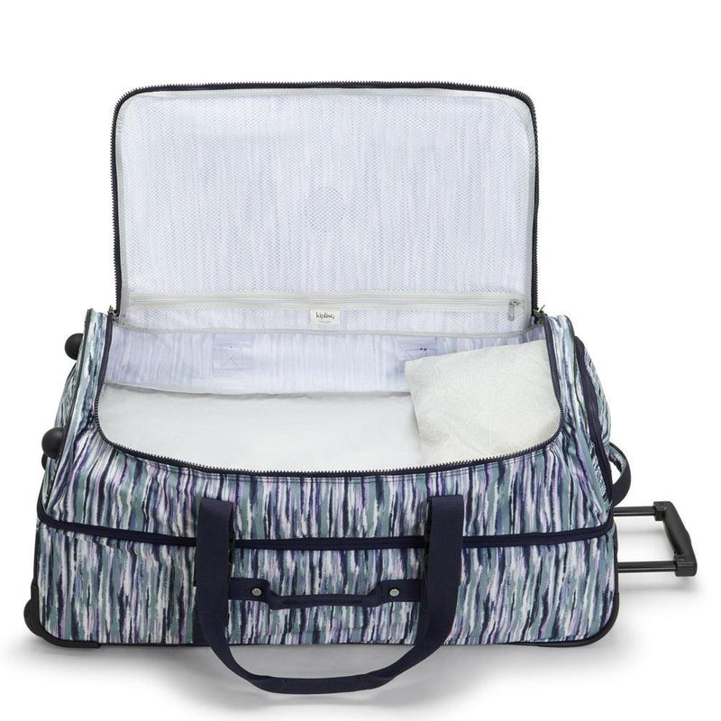 Kipling Teagan stor dufflebag med 2 hjul Brush Stripes-bagger-BagBrokers